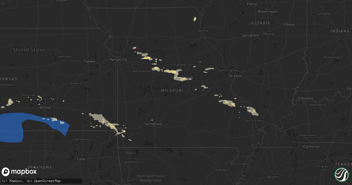 Hail map in Missouri on August 4, 2023