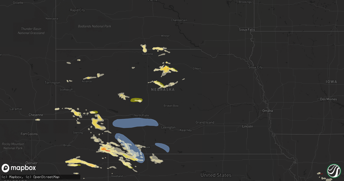 Hail map in Nebraska on August 4, 2023
