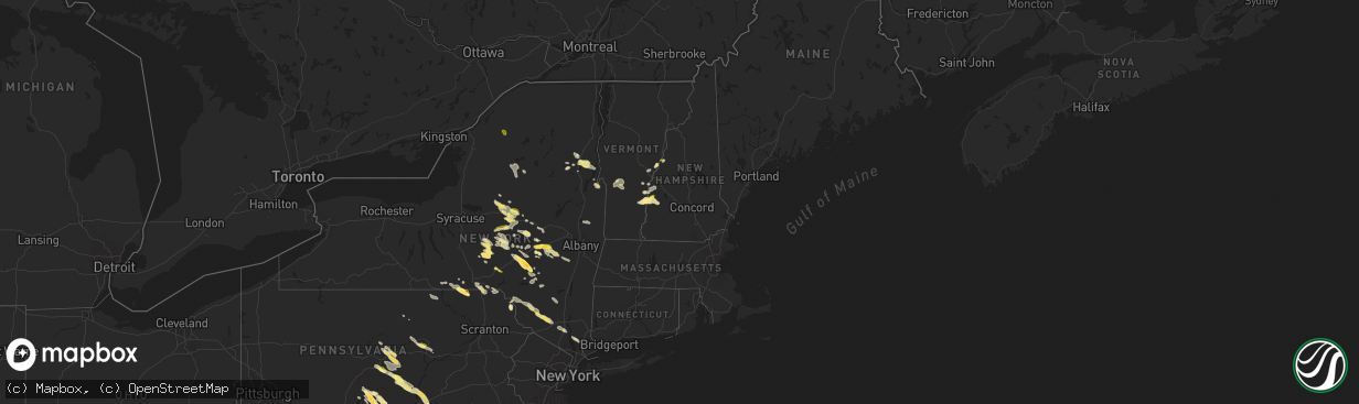 Hail map in New Hampshire on August 4, 2023
