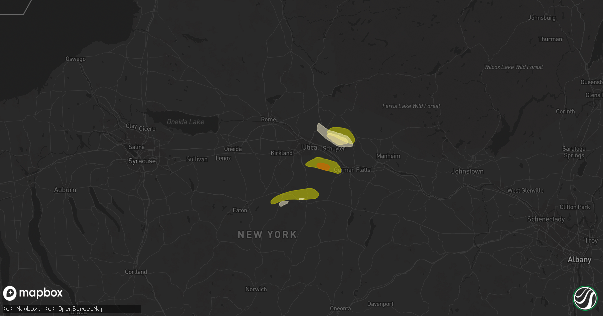 Hail map in New Hartford, NY on August 4, 2023