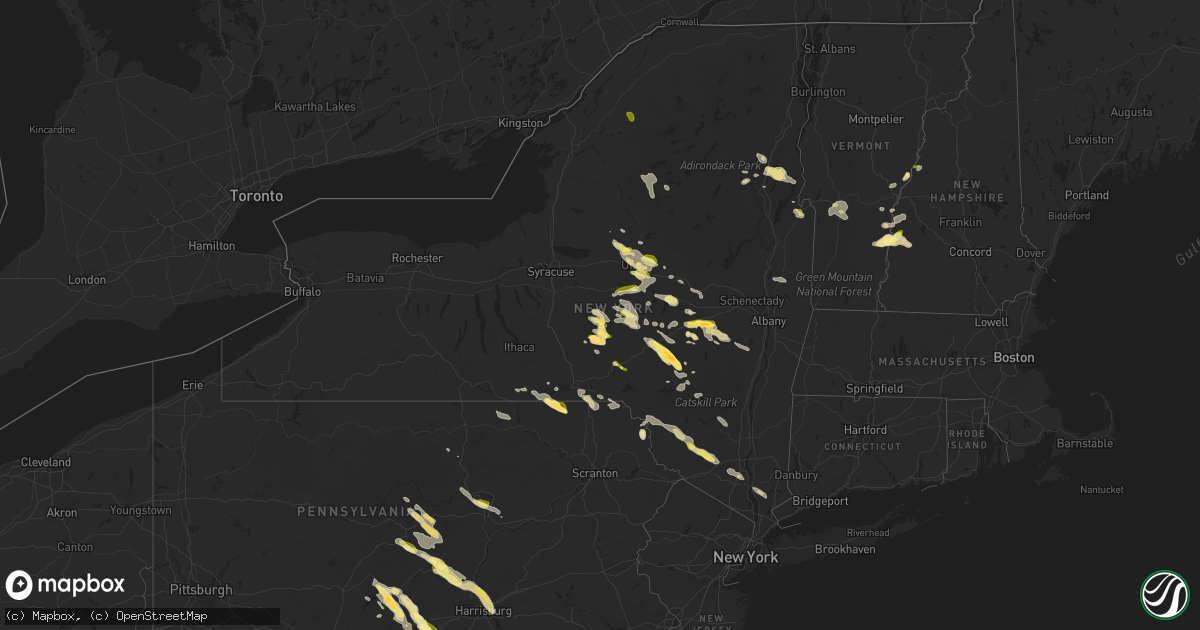 Hail map in New York on August 4, 2023