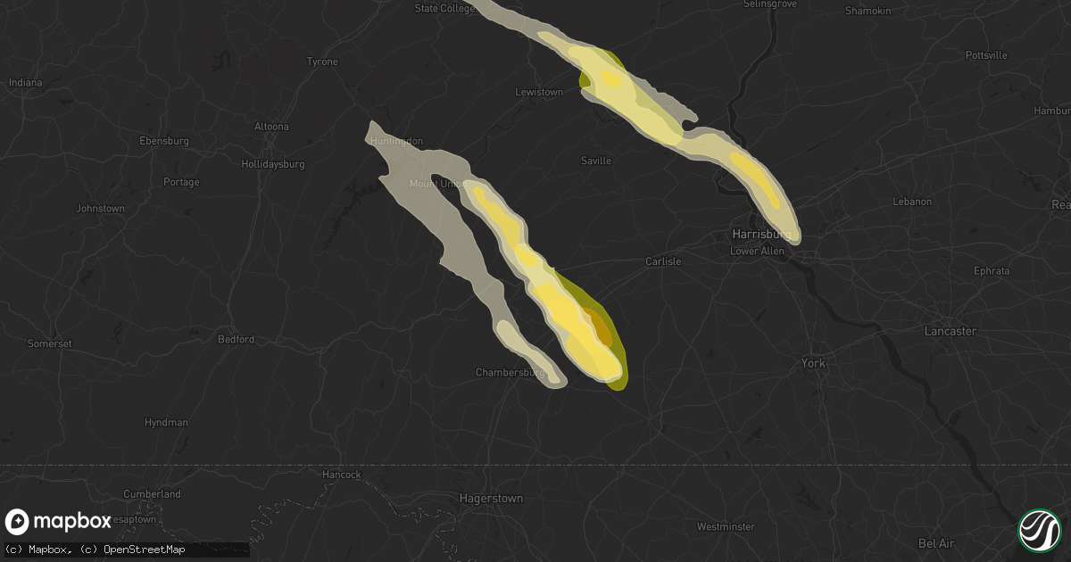 Hail map in Newburg, PA on August 4, 2023