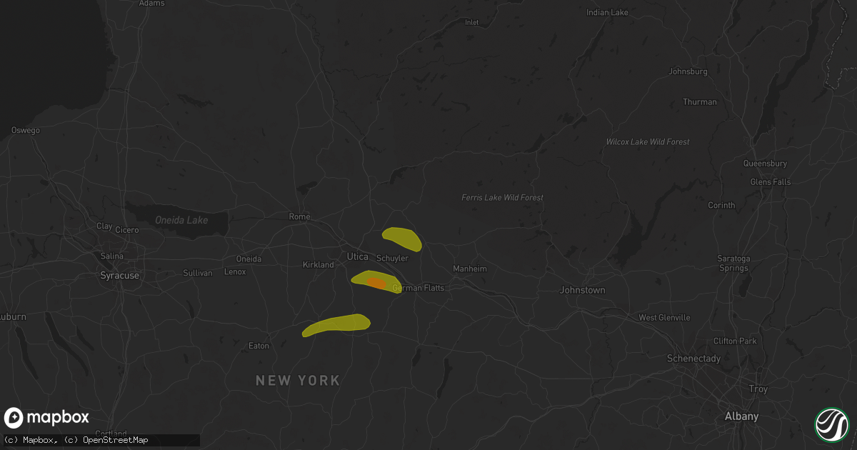 Hail map in Newport, NY on August 4, 2023