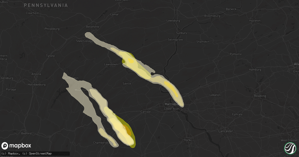 Hail map in Newport, PA on August 4, 2023