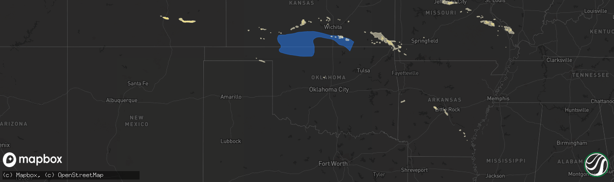 Hail map in Oklahoma on August 4, 2023