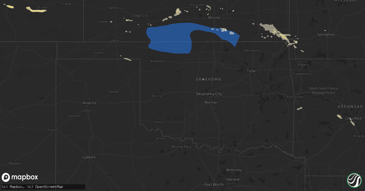 Hail map in Oklahoma on August 4, 2023