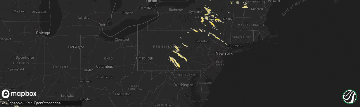 Hail map in Pennsylvania on August 4, 2023
