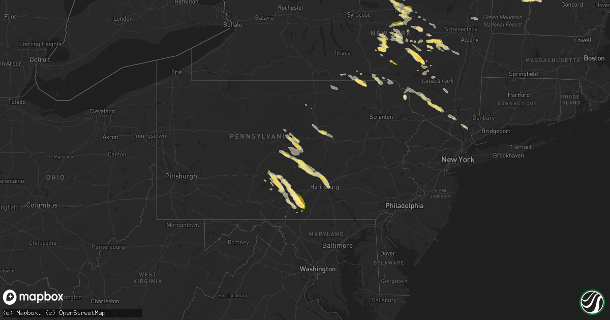 Hail map in Pennsylvania on August 4, 2023