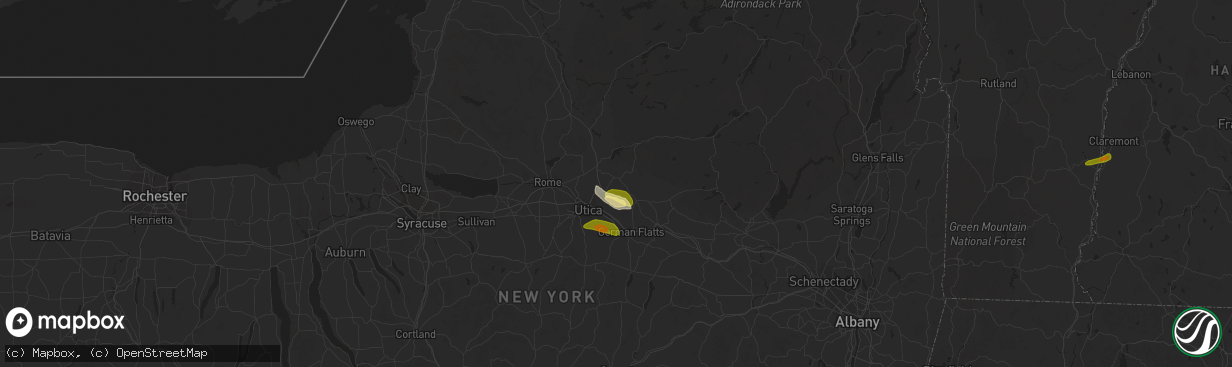 Hail map in Poland, NY on August 4, 2023