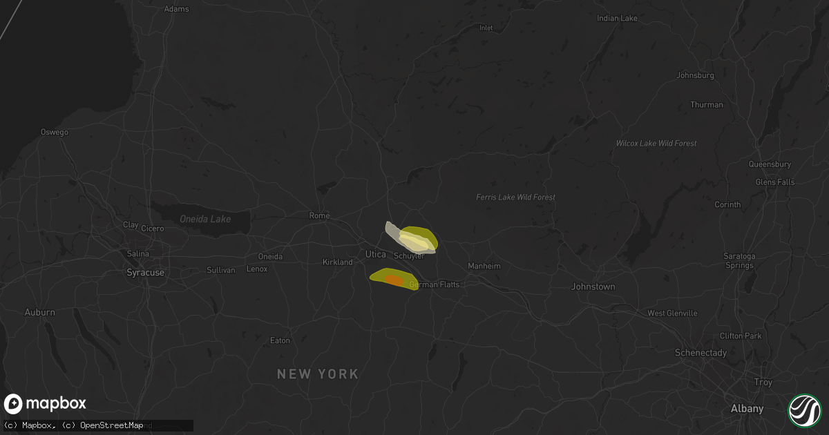 Hail map in Poland, NY on August 4, 2023