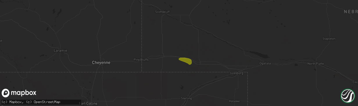 Hail map in Potter, NE on August 4, 2023