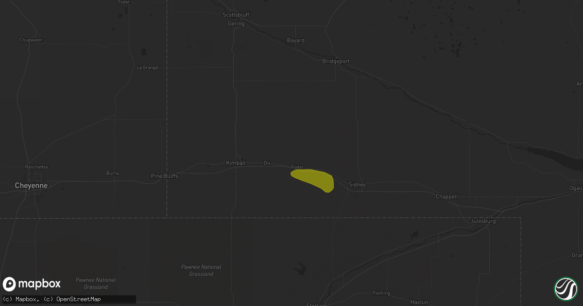 Hail map in Potter, NE on August 4, 2023