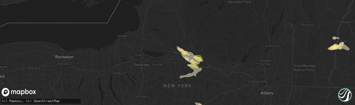 Hail map in Rome, NY on August 4, 2023