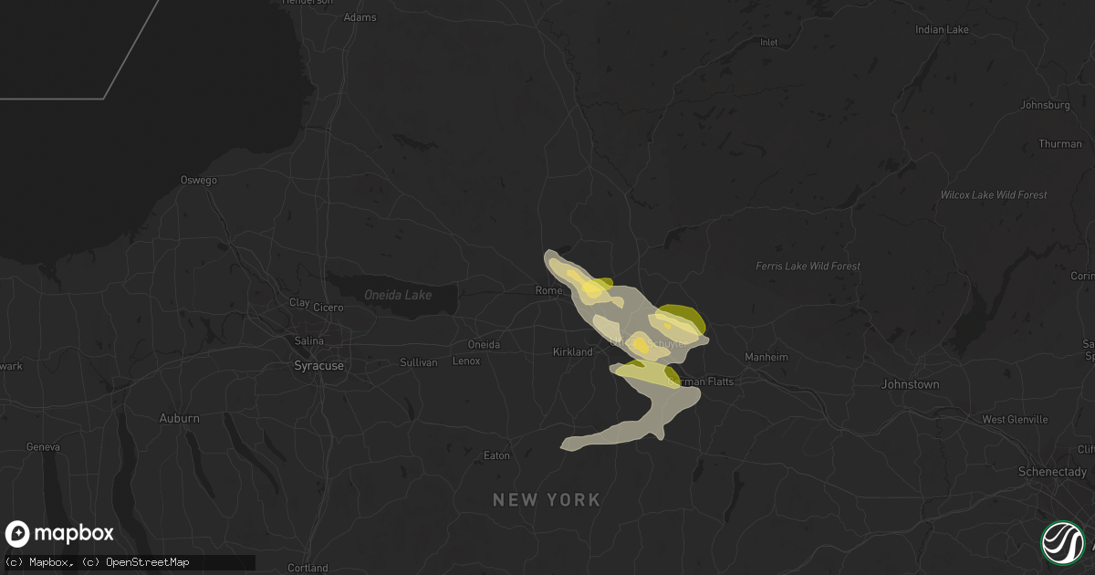 Hail map in Rome, NY on August 4, 2023