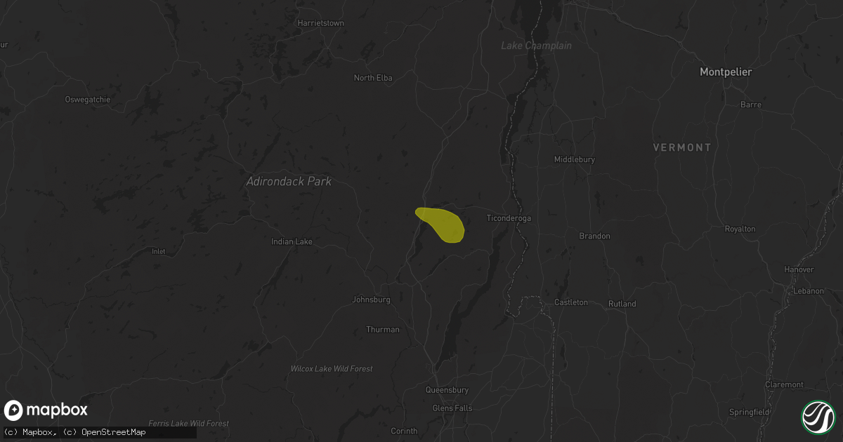 Hail map in Schroon Lake, NY on August 4, 2023