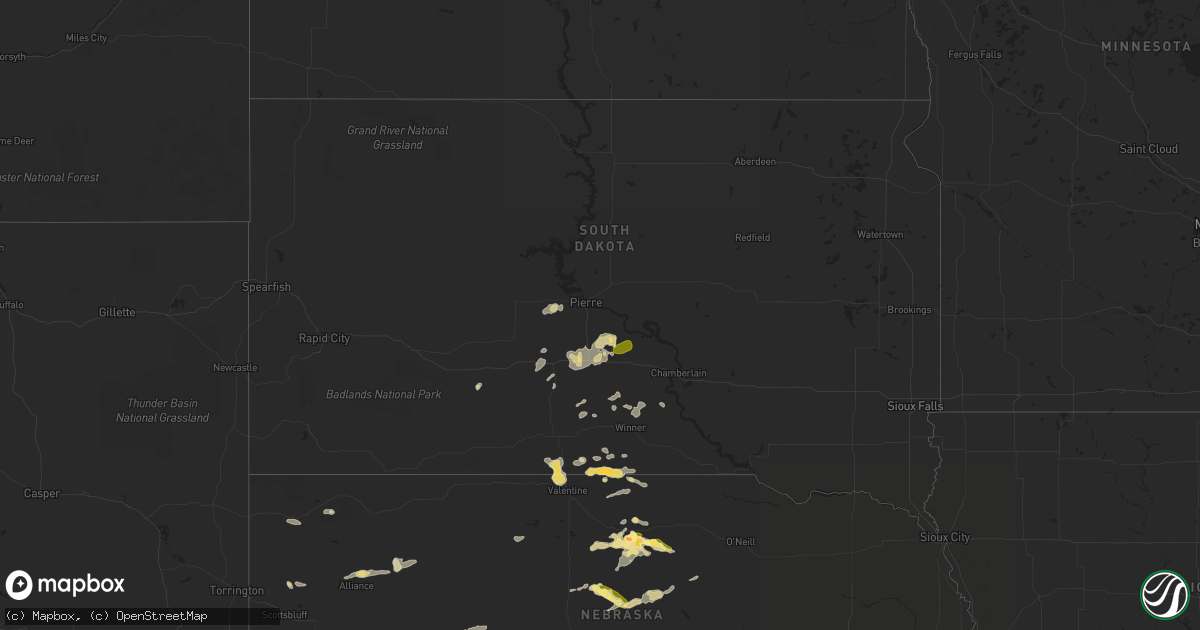Hail map in South Dakota on August 4, 2023