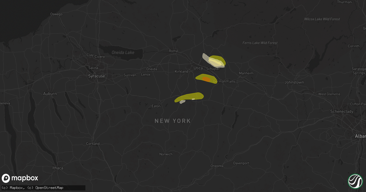 Hail map in Waterville, NY on August 4, 2023