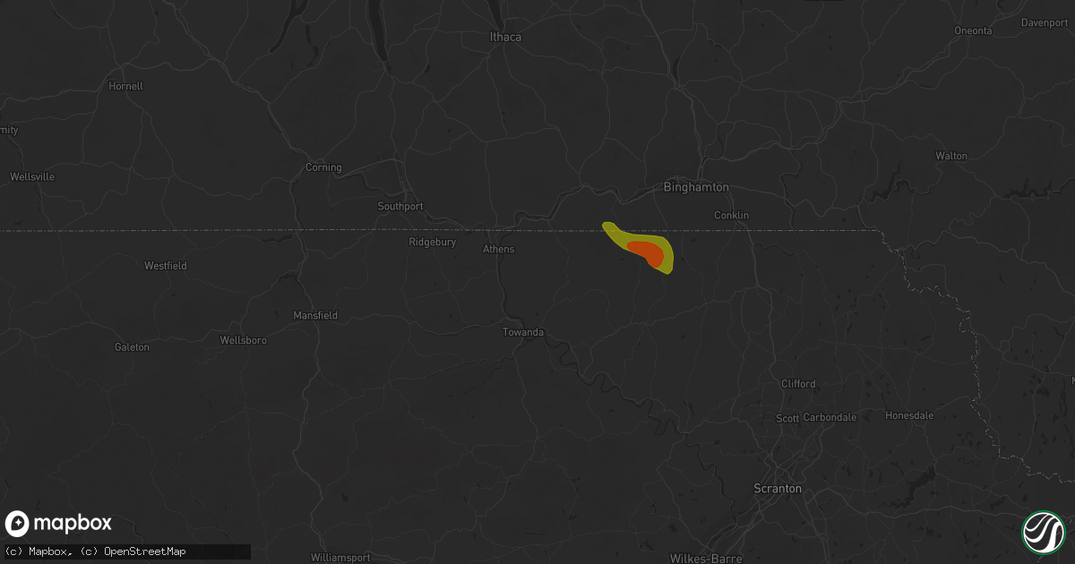 Hail map in Watsontown, PA on August 4, 2023