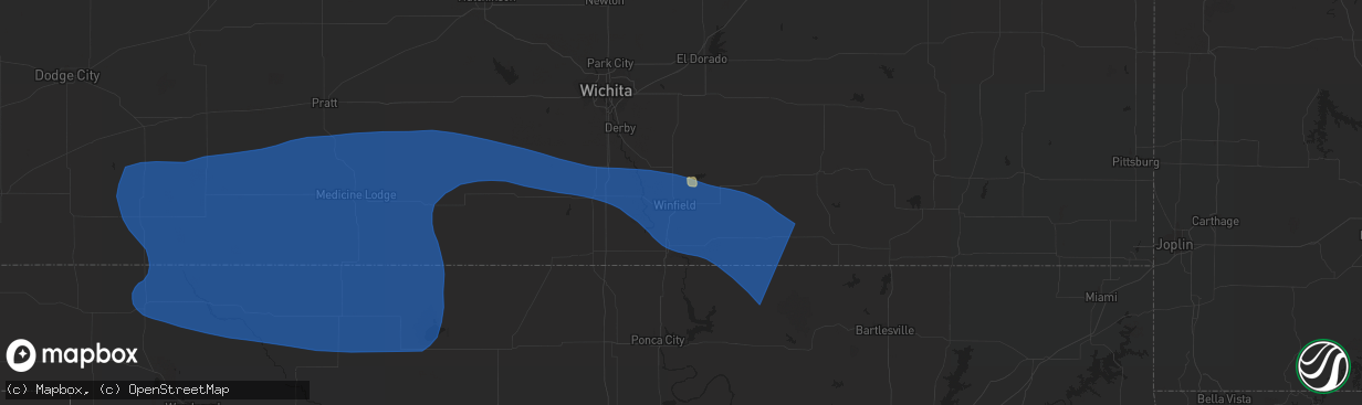 Hail map in Winfield, KS on August 4, 2023