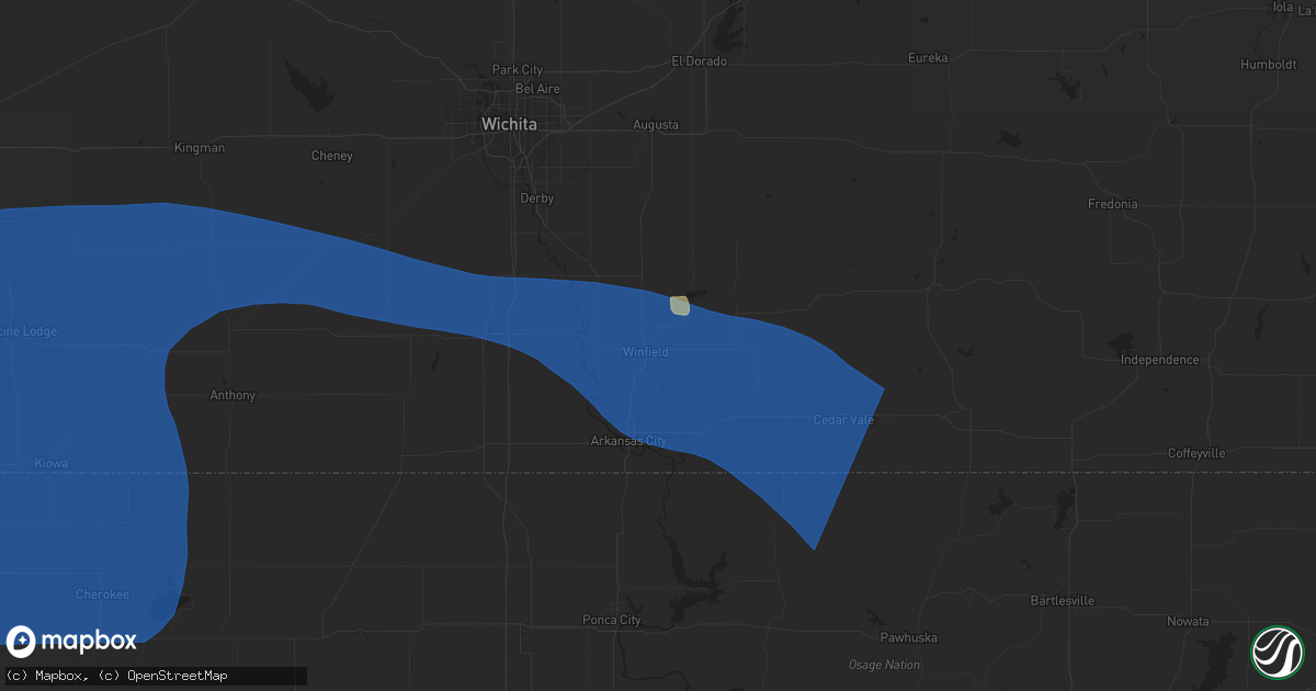 Hail map in Winfield, KS on August 4, 2023