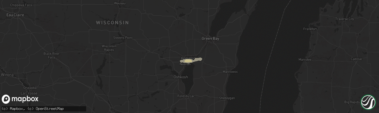 Hail map in Appleton, WI on August 4, 2024