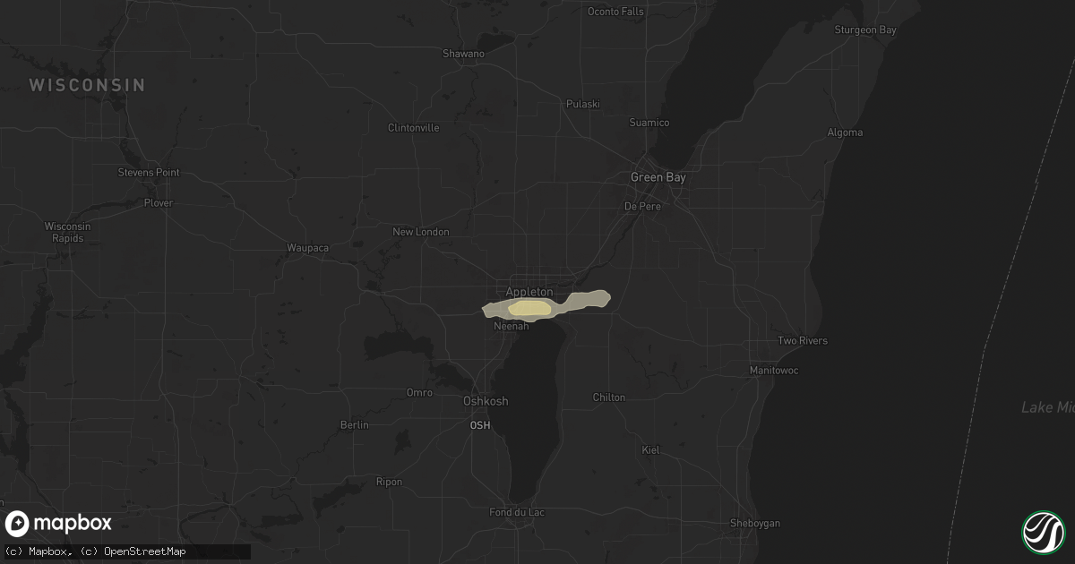 Hail map in Appleton, WI on August 4, 2024
