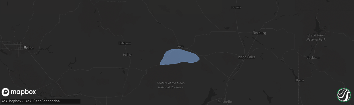 Hail map in Arco, ID on August 4, 2024