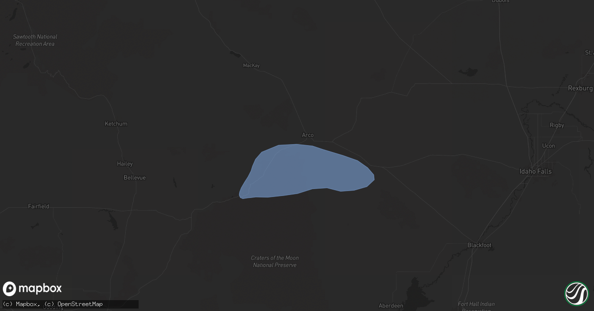 Hail map in Arco, ID on August 4, 2024