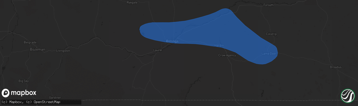 Hail map in Billings, MT on August 4, 2024