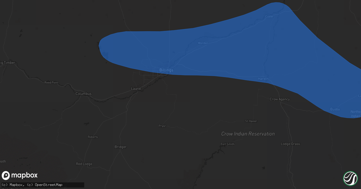 Hail map in Billings, MT on August 4, 2024