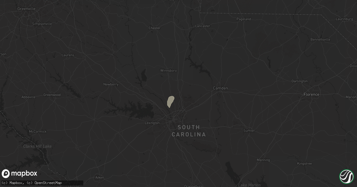 Hail map in Blythewood, SC on August 4, 2024
