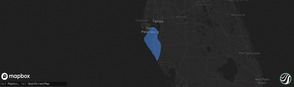 Hail map in Bradenton Beach, FL on August 4, 2024