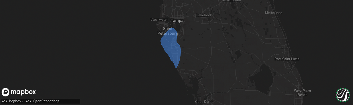 Hail map in Bradenton, FL on August 4, 2024