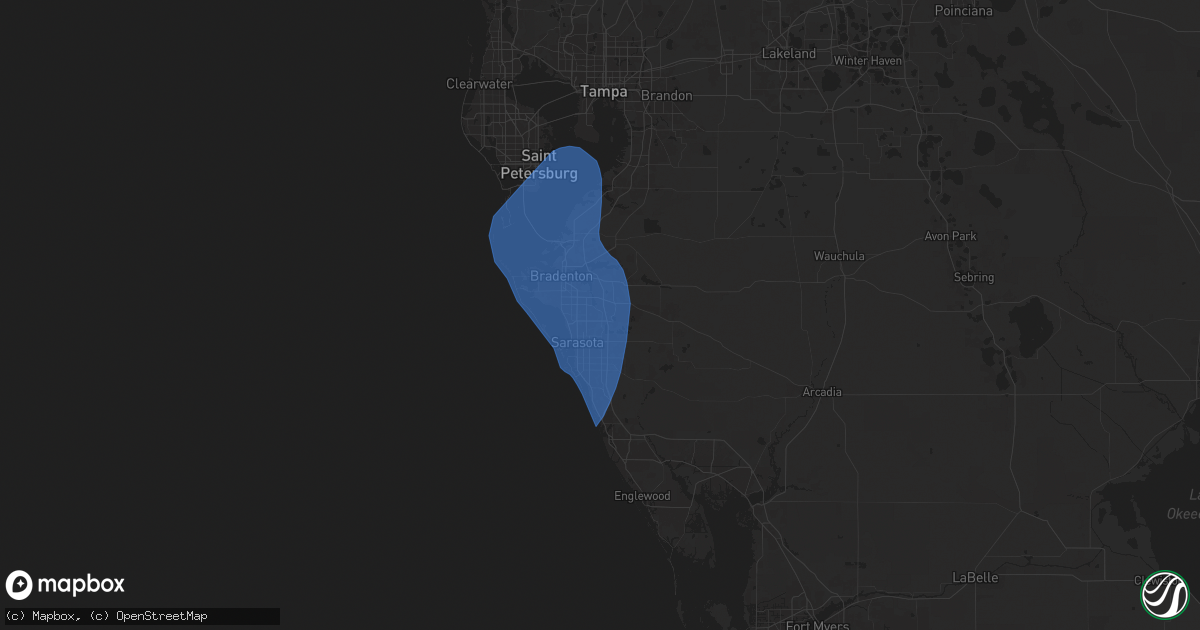 Hail map in Bradenton, FL on August 4, 2024