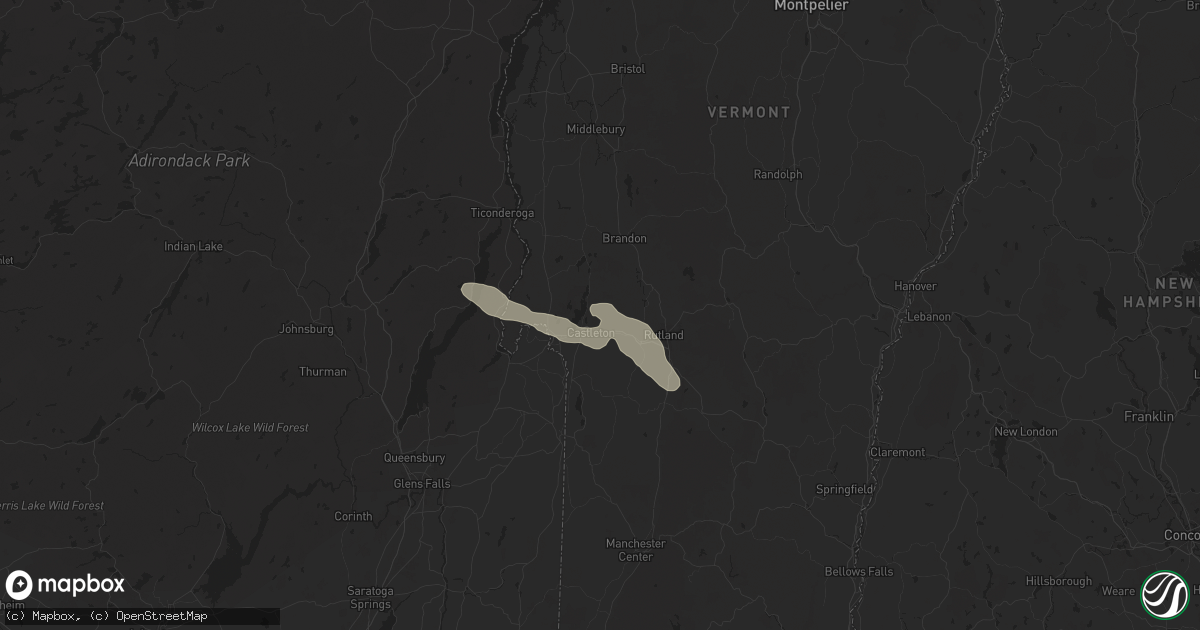 Hail map in Castleton, VT on August 4, 2024