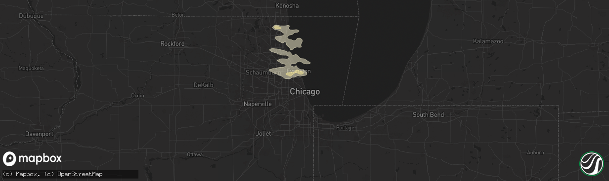 Hail map in Chicago, IL on August 4, 2024