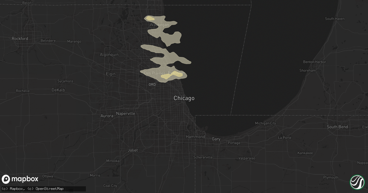 Hail map in Chicago, IL on August 4, 2024