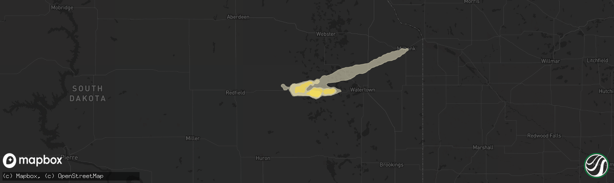 Hail map in Clark, SD on August 4, 2024