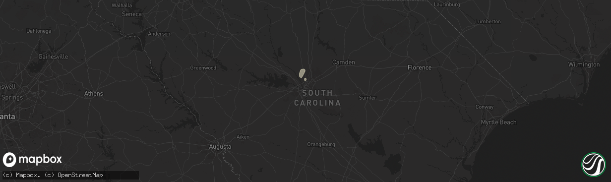 Hail map in Columbia, SC on August 4, 2024