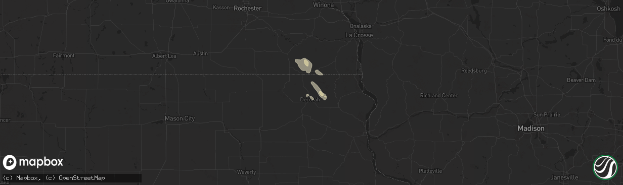 Hail map in Decorah, IA on August 4, 2024