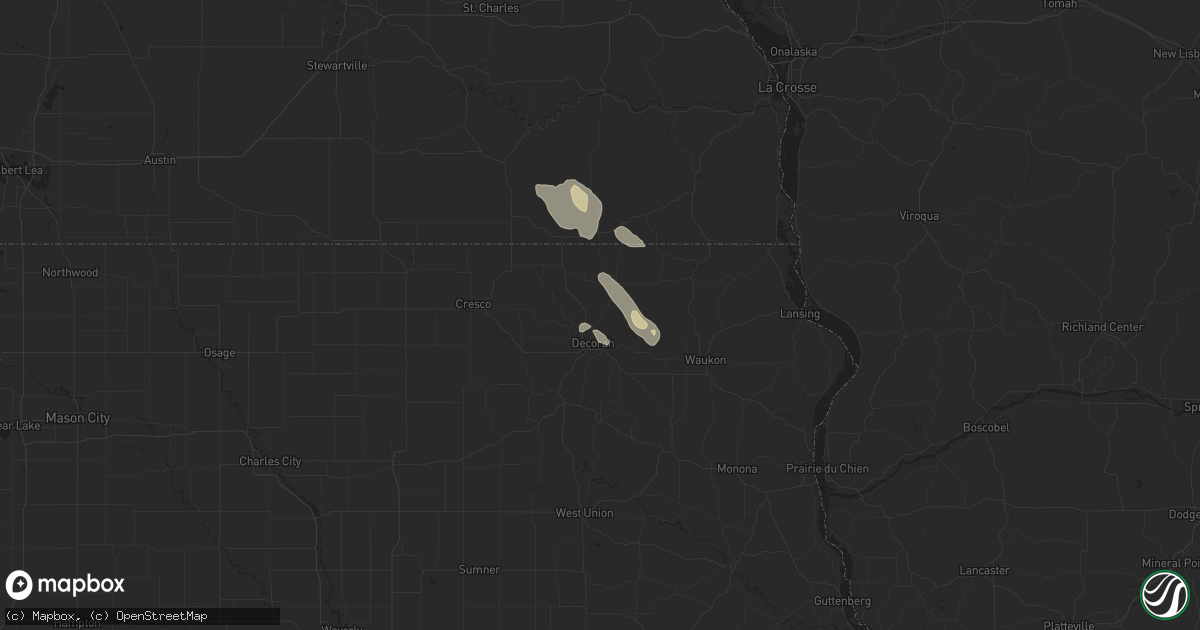 Hail map in Decorah, IA on August 4, 2024