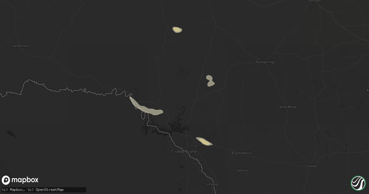 Hail map in Del Rio, TX on August 4, 2024