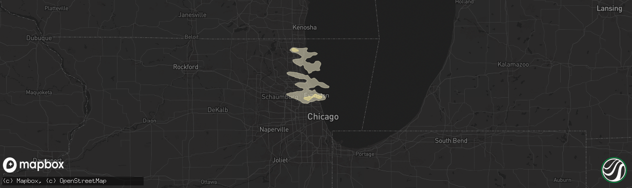 Hail map in Evanston, IL on August 4, 2024