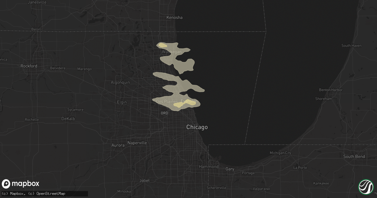 Hail map in Evanston, IL on August 4, 2024