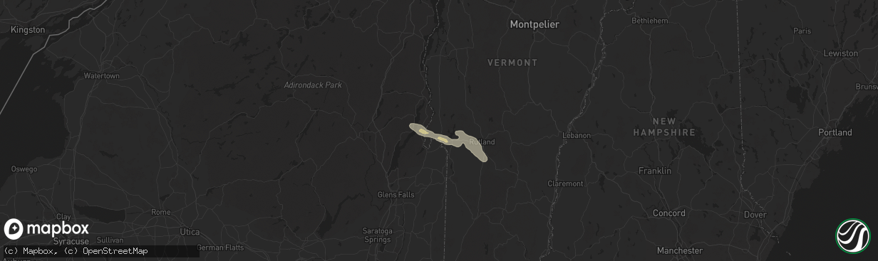 Hail map in Fair Haven, VT on August 4, 2024