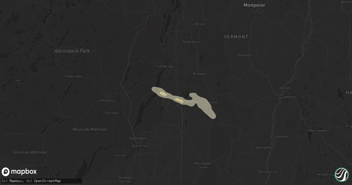 Hail map in Fair Haven, VT on August 4, 2024