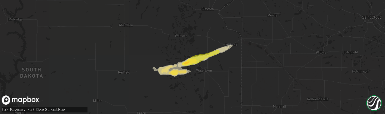 Hail map in Florence, SD on August 4, 2024