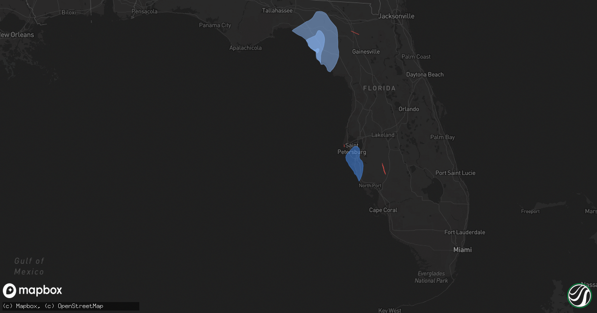 Hail map in Florida on August 4, 2024