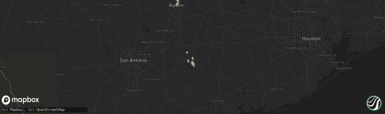 Hail map in Gonzales, TX on August 4, 2024