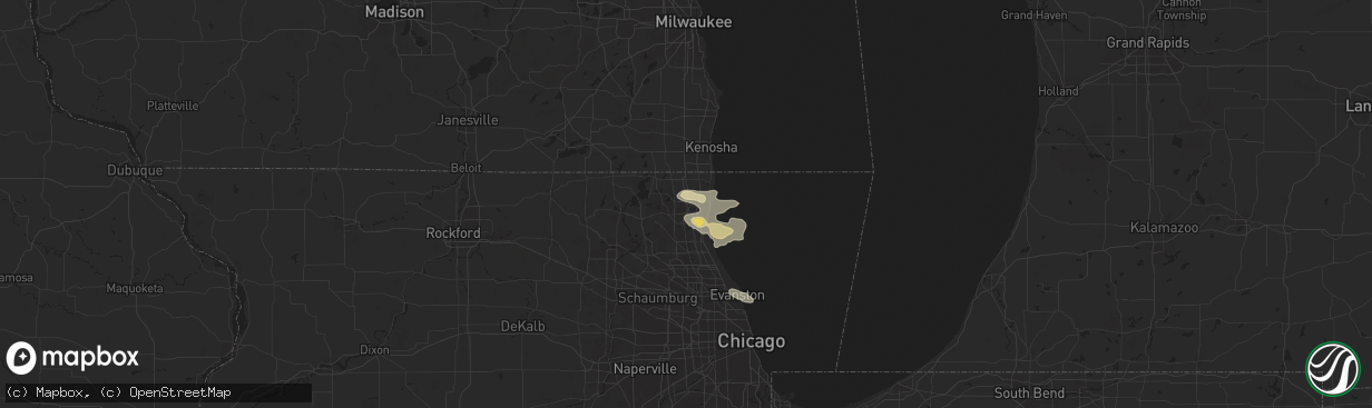 Hail map in Gurnee, IL on August 4, 2024